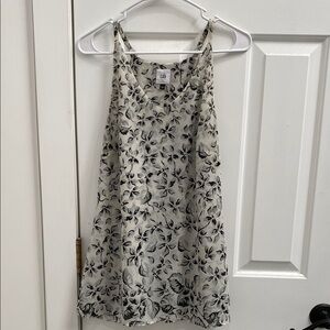CAbi Black and White Leaf Print Top